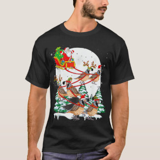 Camiseta Papais noeis Sleigh Reindeer Canta Pássaros De Nat