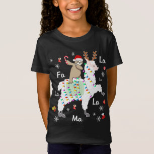 Camiseta Papais noeis Sloth Riding Llama Reindeer Natal