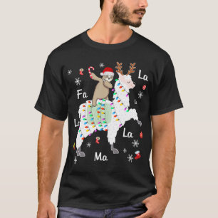 Camiseta Papais noeis Sloth Riding Llama Reindeer Natal