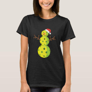 Camiseta Papais noeis Snowman Pickleball Lover Engraçado