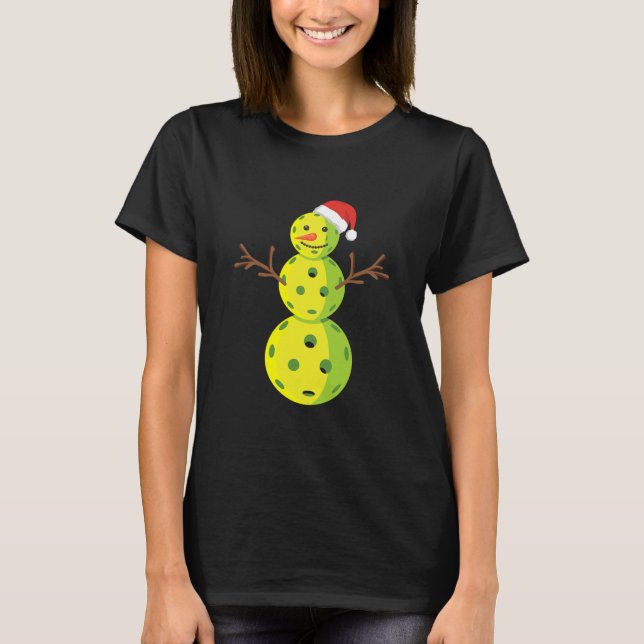Camiseta Papais noeis Snowman Pickleball Lover Engraçado (Frente)