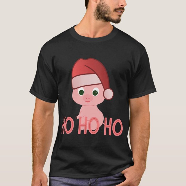 Camiseta Papais noeis sorrateiros Porco de Bebê no Feliz Na (Frente)
