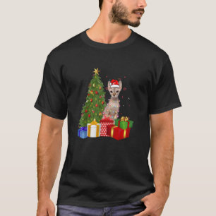 Camiseta Papais noeis Sphynx Cat Árvore de Natal Light Xmas
