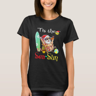 Camiseta Papais noeis Surf Flamingo Float Este é o Sea-Sun 