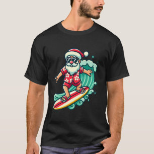 Camiseta Papais noeis surfando Natal tropical Xmas em