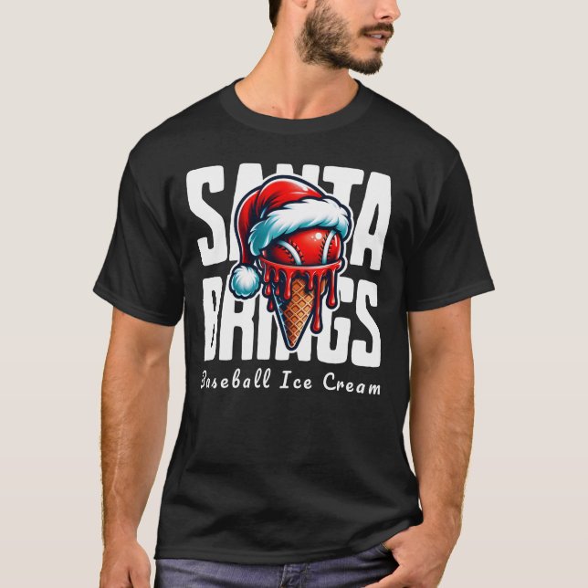 Camiseta Papais noeis trazem Sorvete de beisebol (Frente)