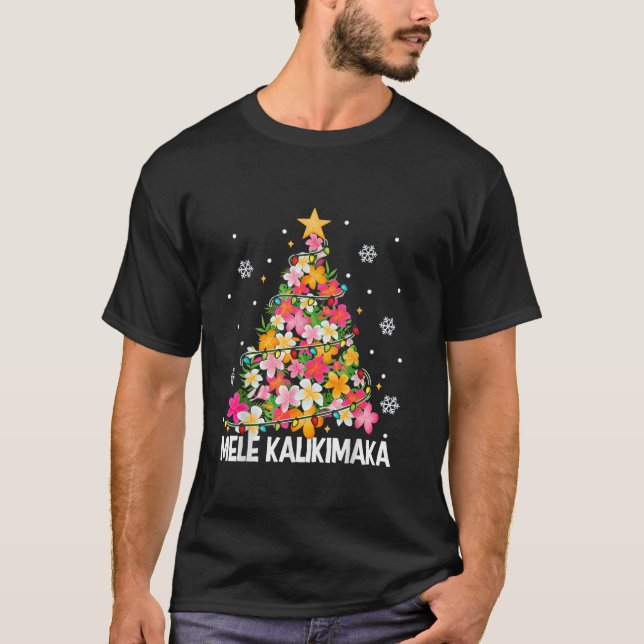 Camiseta Papais noeis tropicais de Natal do Havaí Mele Kali (Frente)
