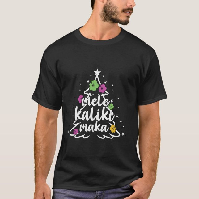 Camiseta Papais noeis tropicais de Natal do Havaí Mele Kali (Frente)