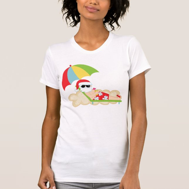 Camiseta Papais noeis tropicais na praia (Frente)