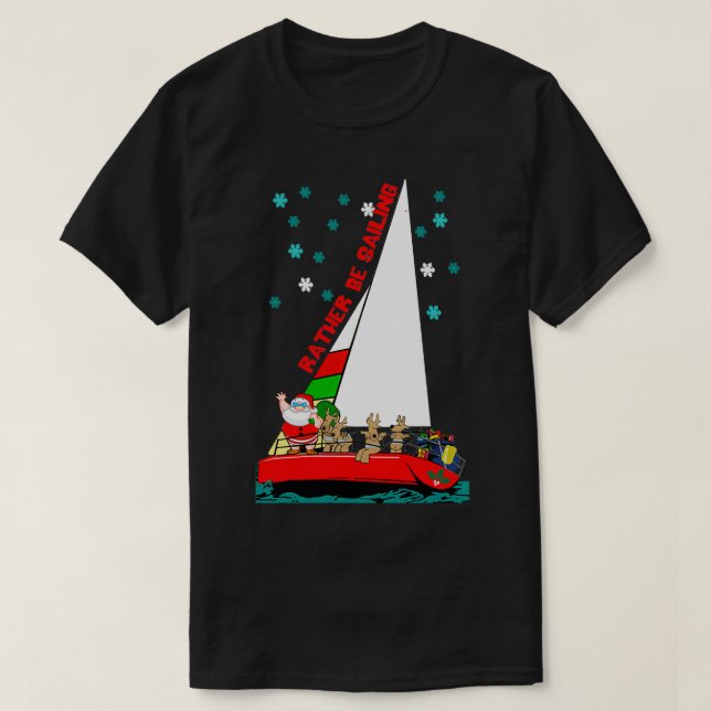 Camiseta Papais noeis velejariam no Natal clássico (Frente do Design)