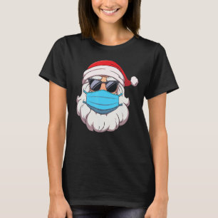 Camiseta Papais noeis Vestindo máscara e óculos de sol