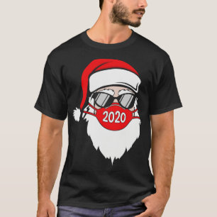 Camiseta Papais noeis Vestindo máscara facial e óculos Engr