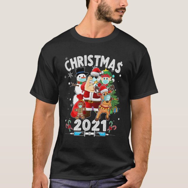Camiseta Papais noeis Vestindo máscara Legal Papai Noel (Frente)