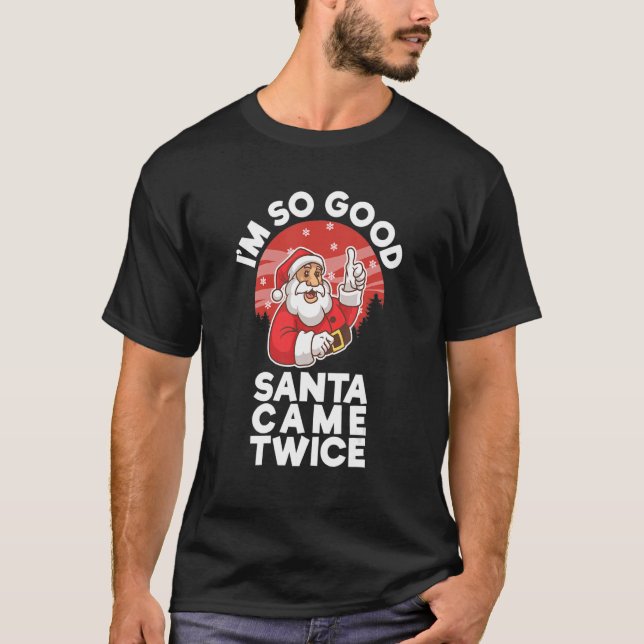 Camiseta Papais noeis Viram Duas Vezes Para Sua Festa De Na (Frente)