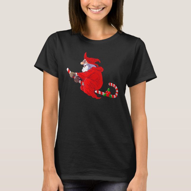 Camiseta Papais noeis Witch Candy Cane Christmas Witch Sant (Frente)