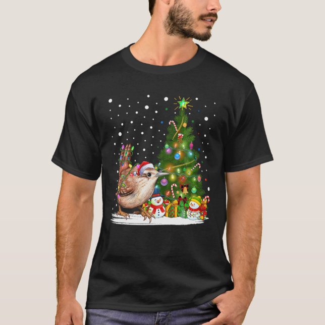 Camiseta Papais noeis Wren Bird Xmas Tree Lighting Wren (Frente)