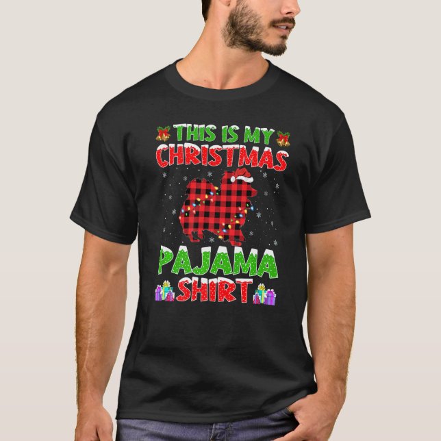 Camiseta Papais noeis Xmas Este É O Meu Papillon De Natal (Frente)