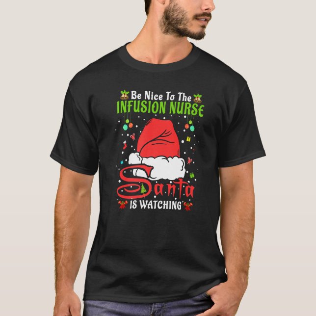 Camiseta Papais noeis Xmas Pajamas Seja Bom Para A Enfermei (Frente)