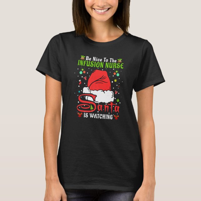 Camiseta Papais noeis Xmas Pajamas Seja Bom Para A Enfermei (Frente)