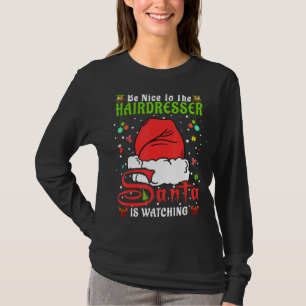 Camiseta Papais noeis Xmas Pajamas Sejam Bons Ao Hairdresse