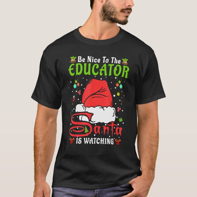 Camiseta Papais noeis Xmas Pajamas Sejam Bons Ao Natal Educ (Frente)