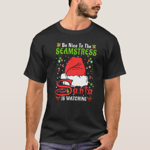 Camiseta Papais noeis Xmas Pajamas Sejam Bons Ao Seamstress