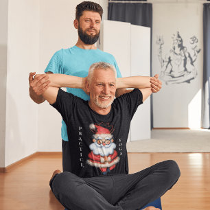Camiseta Papais noeis: Yoga Pose Holiday Spirit Atende à Re