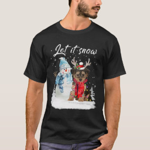 Camiseta Papais noeis Yorkipoo Cão Natal Snowman Xmas Pajam