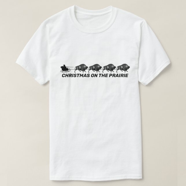 Camiseta Papais noeis'a Sleigh com Bison (Frente do Design)