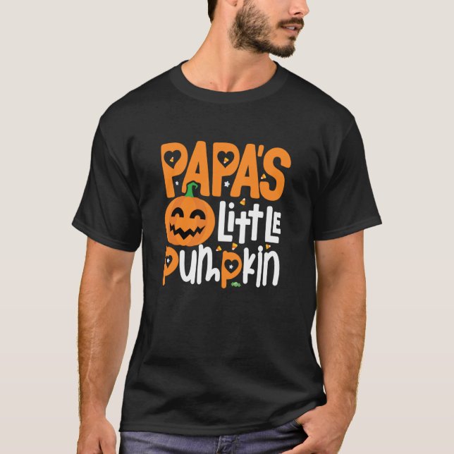 Camiseta Papa's Little Pumpkin Halloween Shirt Cute Kids Pu (Frente)