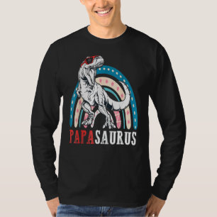 Camiseta Papasauro Rex Dinossaur Papa Saurus Rainbow Pai