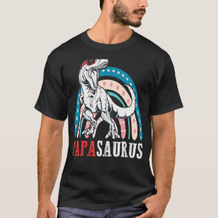 Camiseta Papasauro Rex Dinossaur Papa Saurus Rainbow Pai
