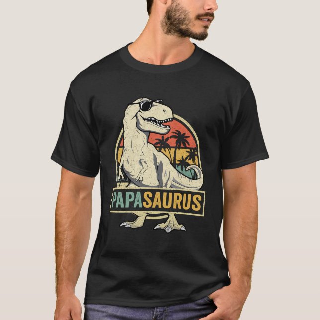 Camiseta Papasauro T Rex Dinossaur Papa Surus Família (Frente)
