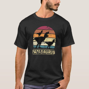 Camiseta Papasaurus Rex Dinossauro Pijama Dino Gêmeo Pai co