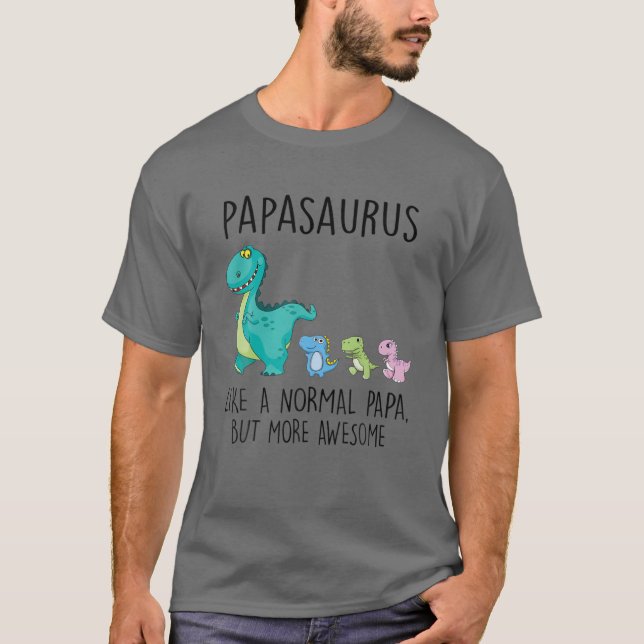 Camiseta Papasaurus T Rex Família de Pais Dinossauros Corre (Frente)