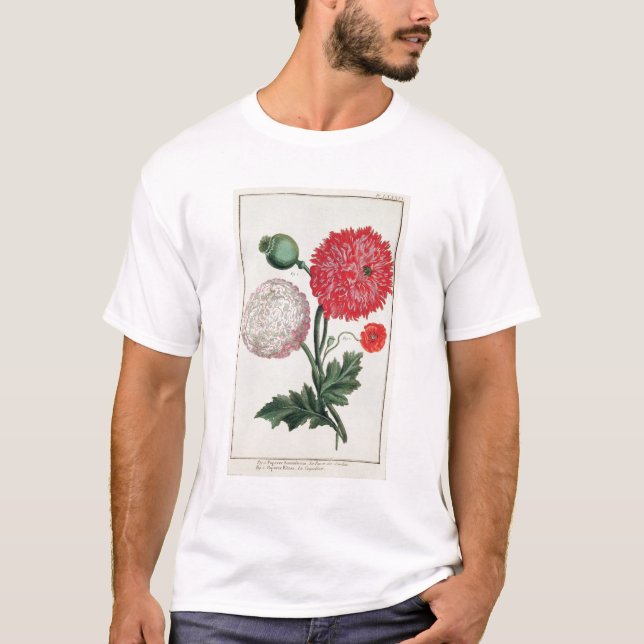 Camiseta Papaver - somniferum e rheas do Papaver gravados (Frente)