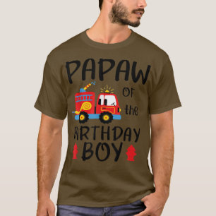 Camiseta Papaw Birthday Boy Fire Truck Toddler Bombeiro