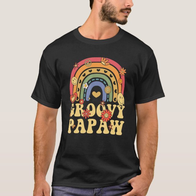 Camiseta Papaw De Groovy Bonito Retro Arco-Íris (Frente)