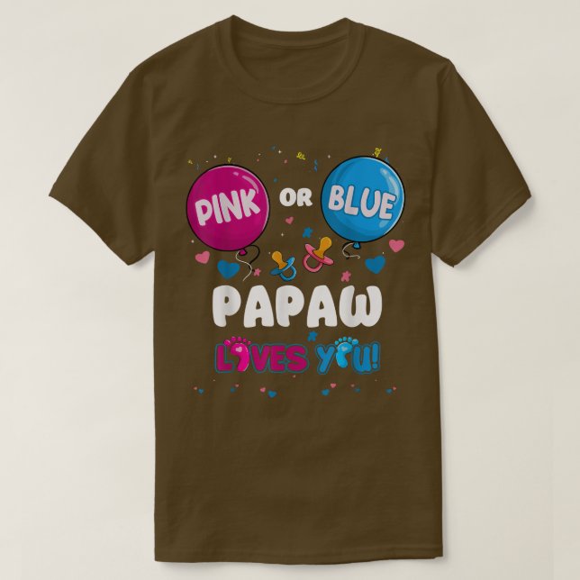 Camiseta Papaw do balão rosa ou azul ama sua revelação de g (Frente do Design)