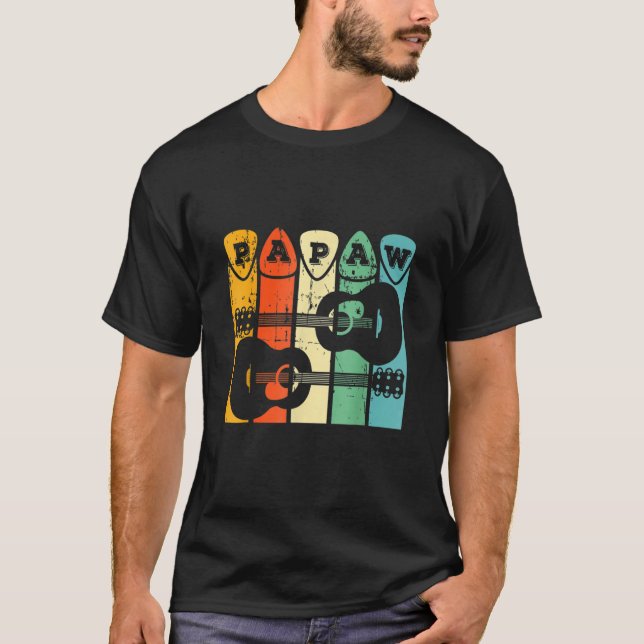 Camiseta Papaw Guitar Pick Guitar Player Grandpa Retro Guit (Frente)