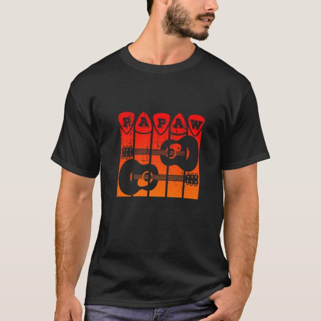 Camiseta Papaw Guitar Pick Guitar Player Grandpa Retro Guit (Frente)