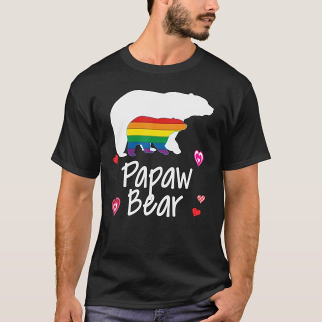 Camiseta Papaw Lgbt Bear Gay do Orgulho Lésbico Rainbow Flo (Frente)