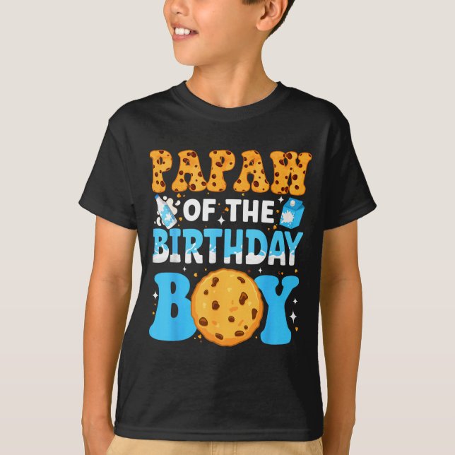 Camiseta Papaw Of The Birthday Boy Milk And Cookies 1st Bir (Frente)