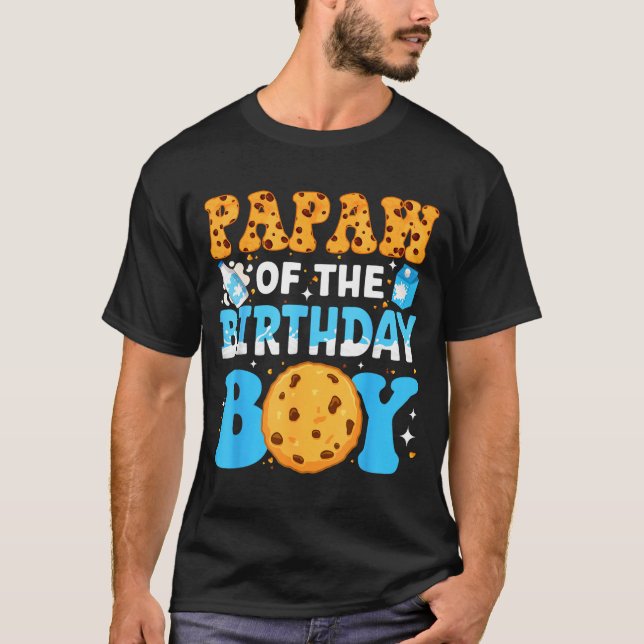 Camiseta Papaw Of The Birthday Boy Milk And Cookies 1st Bir (Frente)