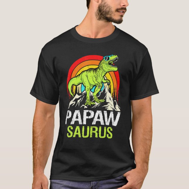 Camiseta Papawsaurus Dinossaur Avô Papaw Saurus Pai (Frente)