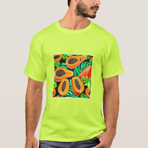 Camiseta Papaya e Folhas Novo Padrão