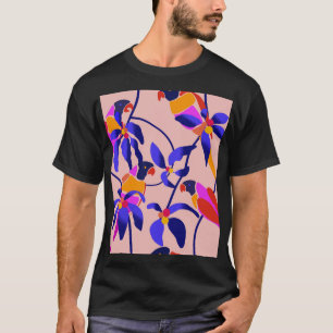Camiseta Papéis de Vintage Rosa: Ilustração Exótica Sem Vis