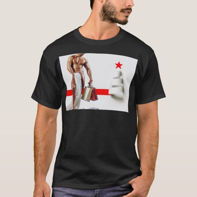 Camiseta Papel branco espiral de Natal da SlipperyJoe's com (Frente)