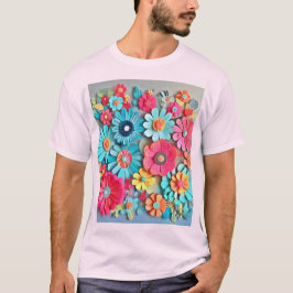 Camiseta Papel Colorido Arte Floral