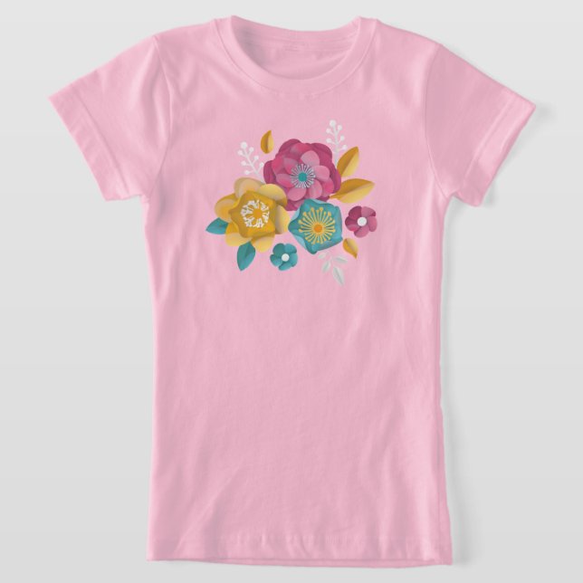 Camiseta Papel de Buquê do Círculo de Flor 3D Bloqueador (Postura )